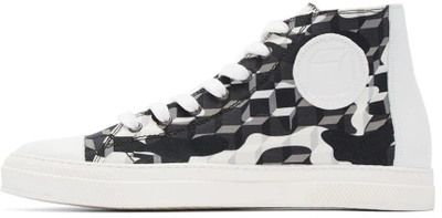 Shop Pierre Hardy Black & White Cube Frisco Sneakers