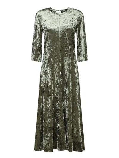 Forte Forte Long Velvet Olive Green Dress In Green