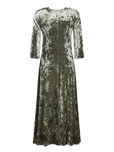 Forte Forte Long Velvet Olive Green Dress In Green