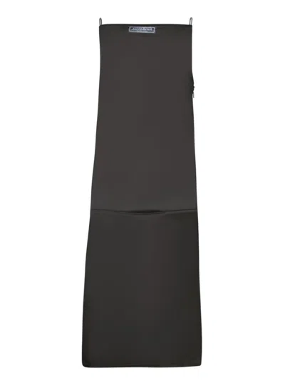 Jacquemus Spoglio High-neck Plunging-side Satin Dress In Black