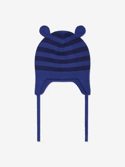 The Bonnie Mob Baby Boys Damson Knit Hat With Ears In Blue