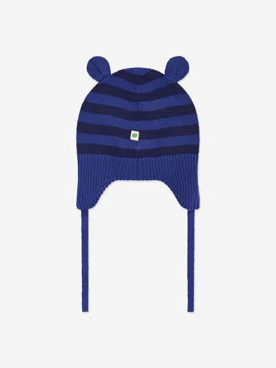 The Bonnie Mob Baby Boys Damson Knit Hat With Ears In Blue