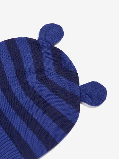 The Bonnie Mob Baby Boys Damson Knit Hat With Ears In Blue