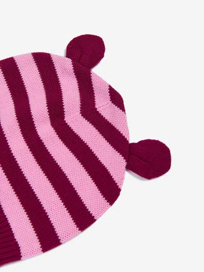 The Bonnie Mob Baby Girls Damson Knit Hat With Ears In Purple