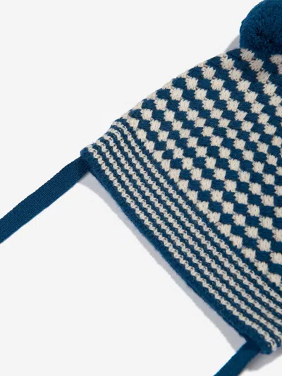 The Bonnie Mob Boys Hazel Chunky Checker Hat In Blue