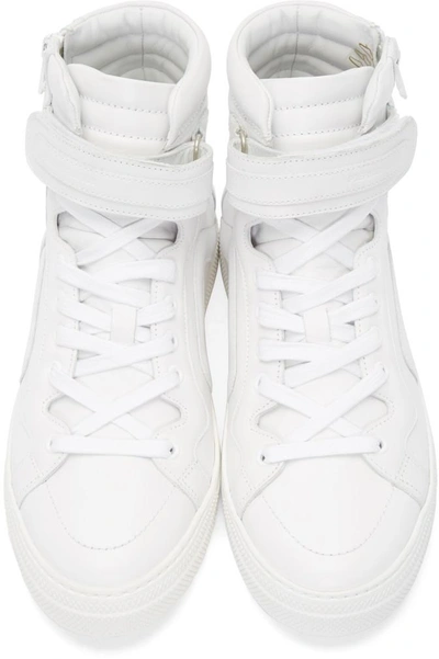 Shop Pierre Hardy White Leather High-top Sneakers