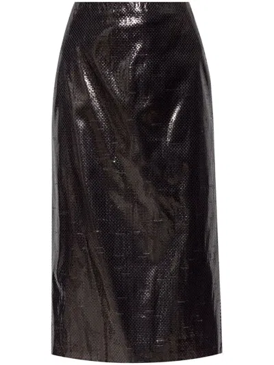 Alexander Mcqueen Mcqueen Silk Blend Midi Pencil Skirt In Black