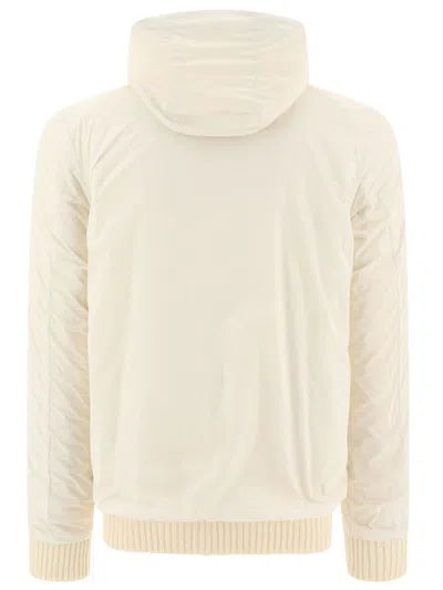 Herno Reversible Padded Wool Bomber Jacket In White
