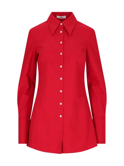 Interior Clark Collared Cotton Top In Red