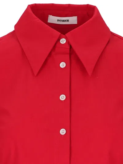 Interior Clark Collared Cotton Top In Red