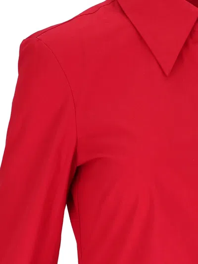 Interior Clark Collared Cotton Top In Red