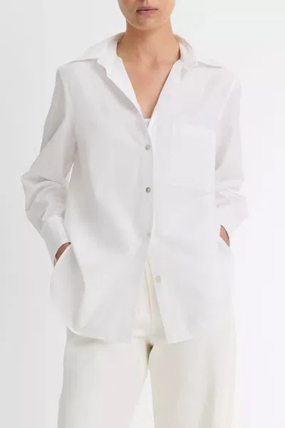 Vince Cotton Relaxed Straight Shirt In Off-white