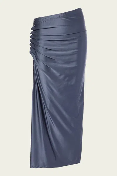 Rabanne Gathered Jersey Midi Skirt In Slate
