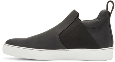 Shop Lanvin Black Leather Slip-on Sneakers