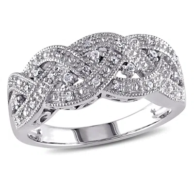 Mimi & Max 1/8 Ct Tw Braided Diamond Ring In Sterling Silver In White