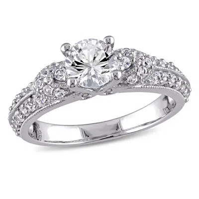 Mimi & Max Created White Sapphire Engagement Ring In Sterling Silver In Silver