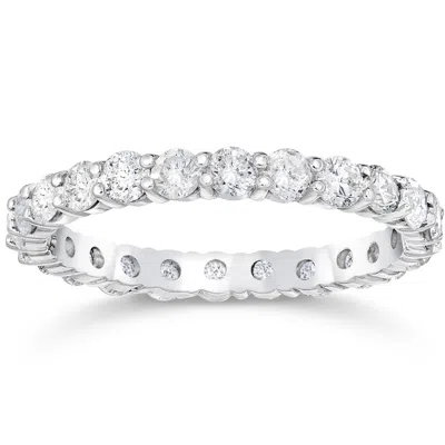 Pompeii3 1 1/2 Ct Diamond Eternity Ring Women's Stackable 14k White Gold Band Lab Grown In Silver
