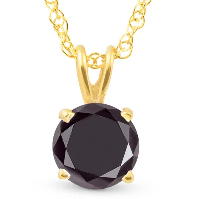 Pompeii3 1 Ct Black Diamond Solitaire Pendant Necklace 10k Yellow Gold In Gold