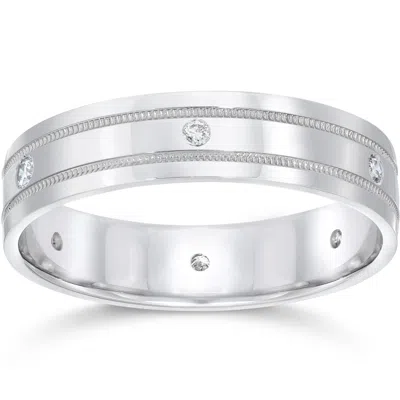 Pompeii3 Mens 14k White Gold Diamond Wedding Anniversary Band In Silver