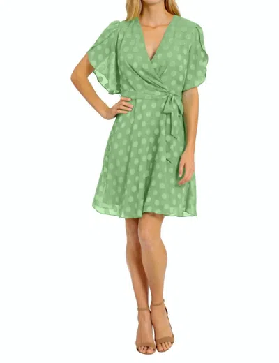 London Times Caillan Pleated Surplice Dress In Green