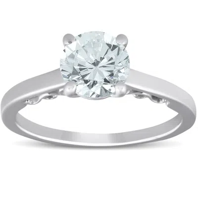 Pompeii3 1 1/2 Ct Diamond & Cz Engagement Ring 14k White Gold In Silver