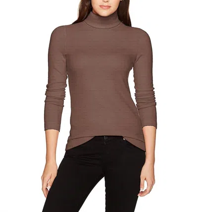 Three Dots Brushed Turtleneck Sweater In Mink In Brown