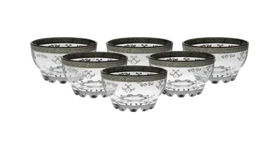 Classic Touch Decor Dessert Bowls With Rich Silver Artwork, Set Of 6