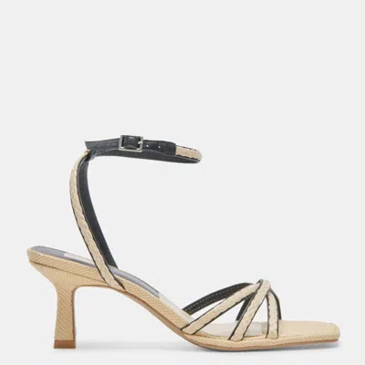 Dolce Vita Manji Braid Heels Black Natural Jute In Beige