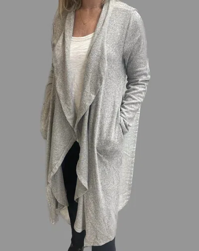 Astrologie Auden Super Soft Long Drape Cardigan In Grey Onyx In Silver