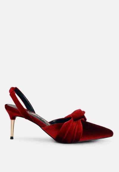 London Rag Mayfair Velvet High Heel Mule Sandals In Red