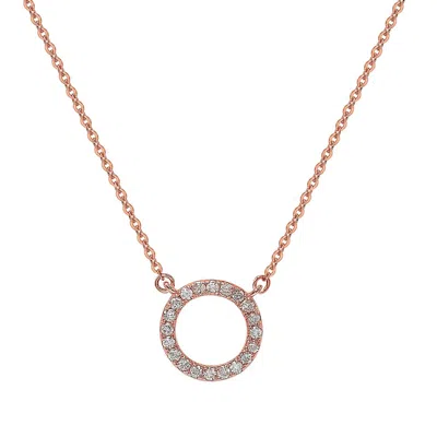 Suzy Levian 14k Rose Gold 0.25 Ctw Diamond Circle Necklace In Silver