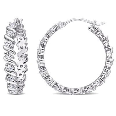 Mimi & Max 1 1/4ct Dew Created Moissanite Hoop Earrings In Sterling Silver In Silver