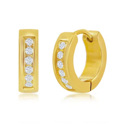 Blackjack Cubic Zirconia Huggie Hoop Earrings In Silver