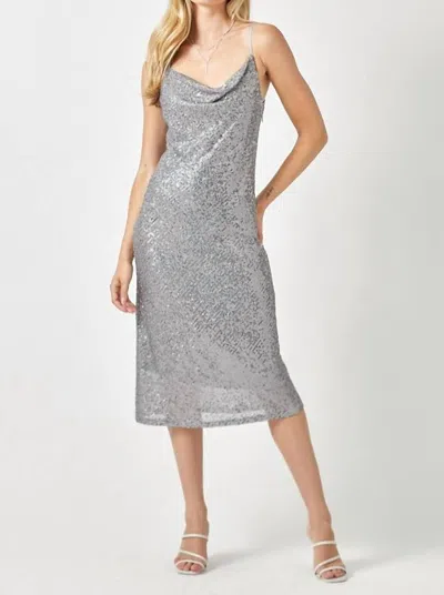 Mystree Sequin Slip Dress In Silver In Grey
