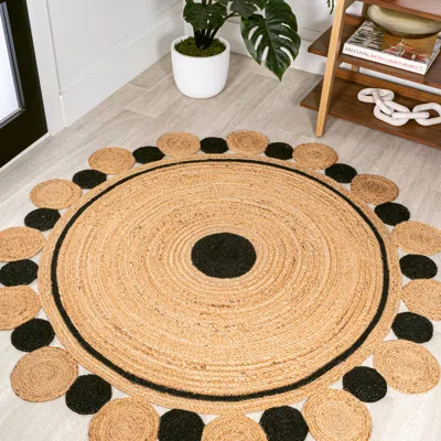Jonathan Y Aurora Two-tone Jute Hippy Circle Medallion Black/natural Round Area Rug