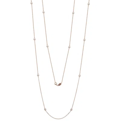 Suzy Levian 14k Rose Gold 2 Cttw Bezel Diamond Station Necklace (36 Inch) In Gold
