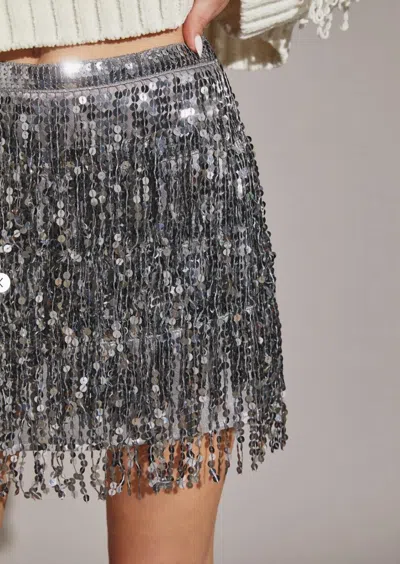Mustard Seed Sequin Skort In Pewter In Grey