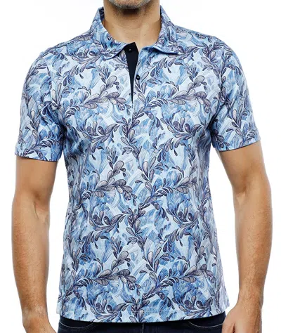 Luchiano Visconti Multi Blue Leaves Polo (tall) In Blue