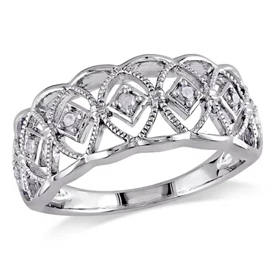 Mimi & Max 1/10ct Tw Diamond Openwork Ring In Sterling Silver In Silver
