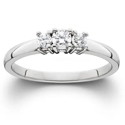 Pompeii3 1/2ct Three Stone Diamond Ring 14k White Gold In Silver
