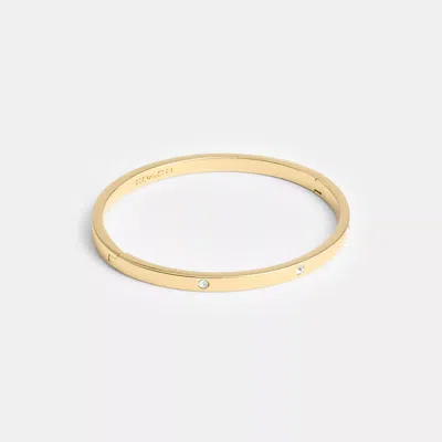 Coach Outlet Stone Hinged Bangle In Silver