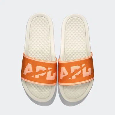 Apl Athletic Propulsion Labs Women's Big Logo Techloom Slide In Ivory/orange/neon Peach In Orange