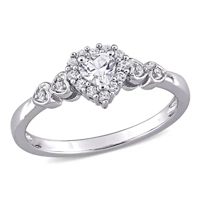 Mimi & Max 3/8ct Tgw Created White Sapphire And Diamond-accent Heart Ring In Sterling Silver In Silver