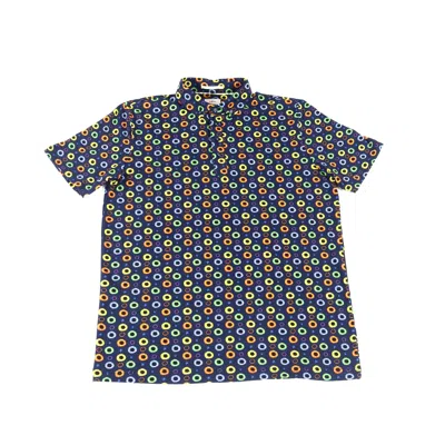 Luchiano Visconti Leo Navy With Multicolor Rings Polo In Blue