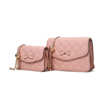 Mkf Collection By Mia K Blossom Quilted Women's Shoulder Bag With A Mini Bag Set By Mia K In Pink