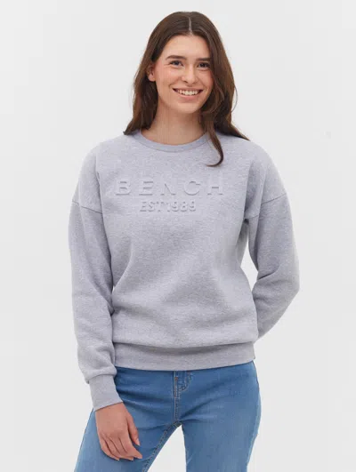 Bench Avyanna Deboss Logo Crew Neck Sweatshirt In Purple