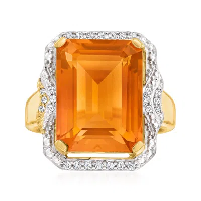 Ross-simons Madeira Citrine And . Diamond Ring In 18kt Gold Over Sterling In Orange