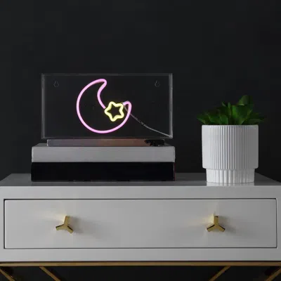 Jonathan Y Moon 11.8" Contemporary Glam Acrylic Box Usb Operated Led Neon Light