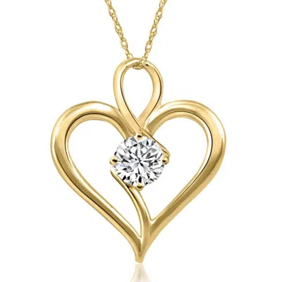 Pompeii3 3/4ct Lab Grown Diamond Solitaire Heart Necklace In Yellow Gold Pendant In Gold
