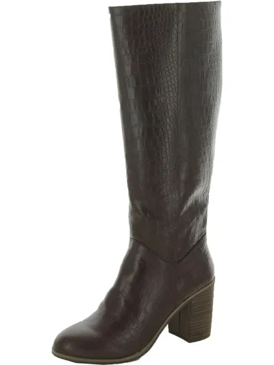 Bc Footwear Make An Impact Womens Block Heel Pull On Knee-high Boots In Brown